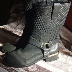 Vince Camuto Black Quilted Heeled Boots with Strap Detail